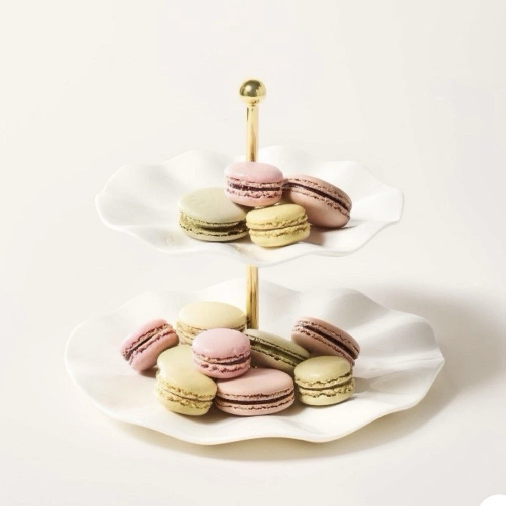 NEW KATE SPADE x Target Ruffled 2 Tier Serving Stand , Ceramic Serveware