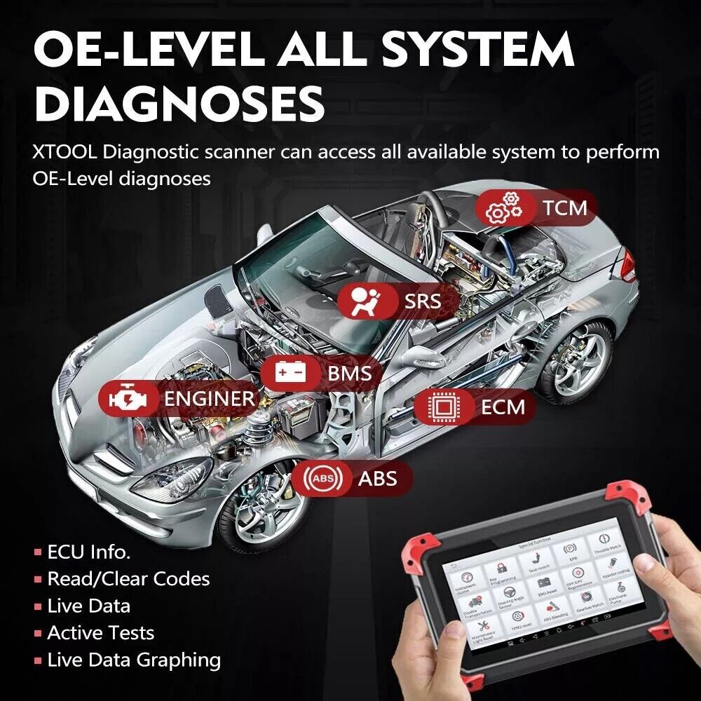 XTOOL D7 OBD2 Full System Diagnostic Scanner Bi-Directional Tool Key Programmer