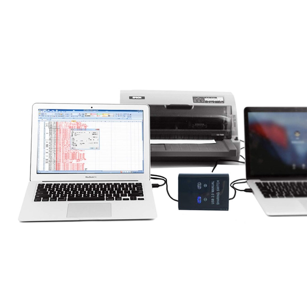 1Printer Sharing Switch Manual Switcher Adapter 2 Computer Share 1 Printer Sc...