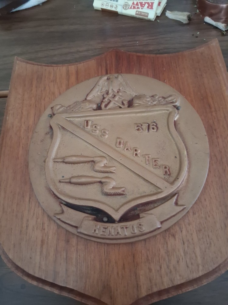 US Navy USS DARTER -576 SUBMARINE BRASS PLAQUE.