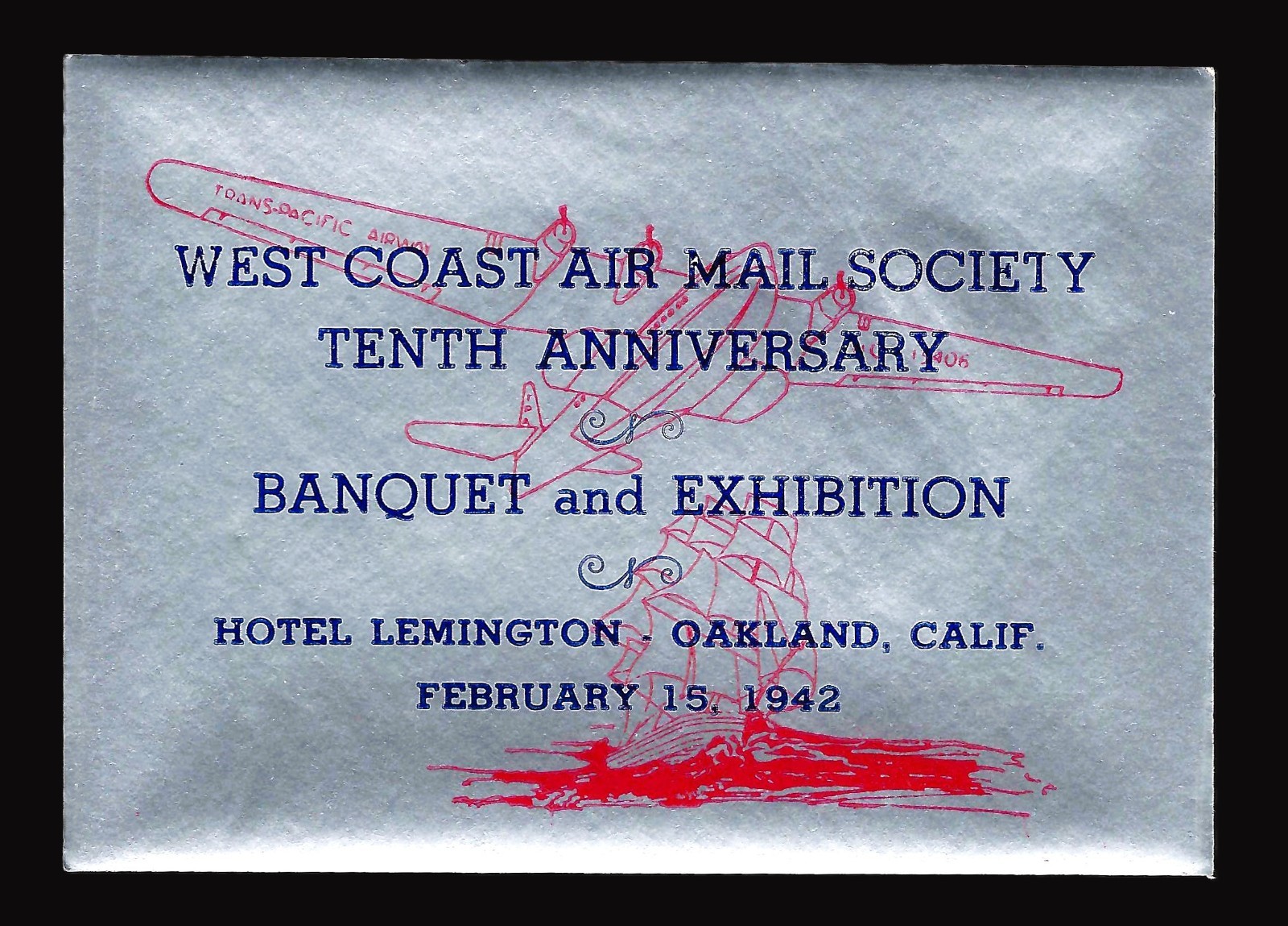 1942 West Coast Airmail Society Poster Stamp - Oakland - Trans-Pacific Airway