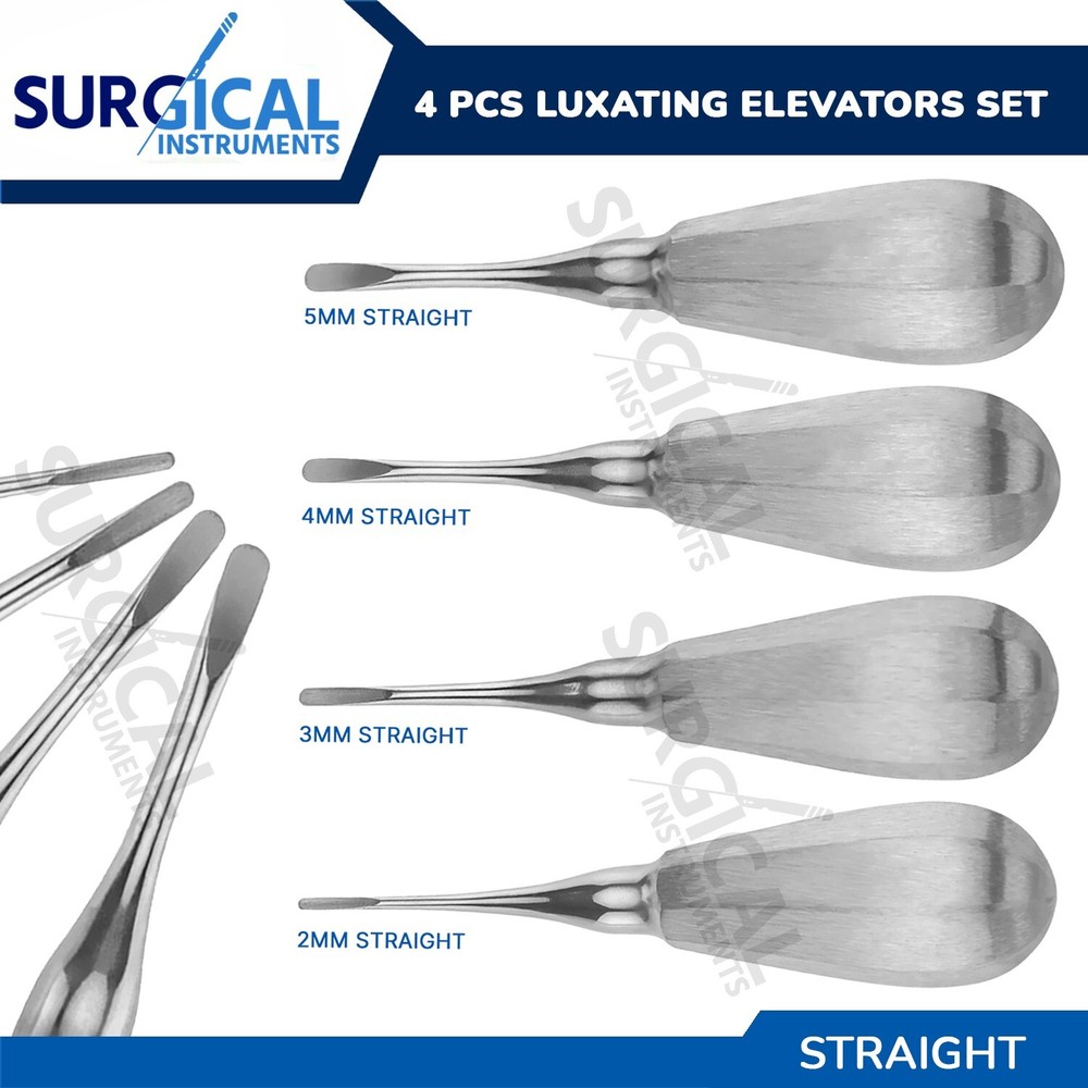 4 Pcs Luxating Straight Elevators Set Dental Instruments Stainless German Grade