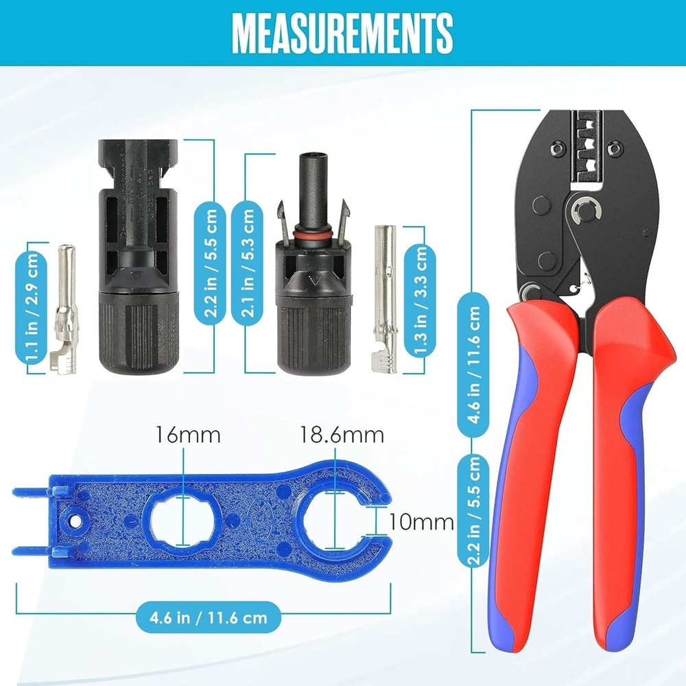 US Solar Panel Terminals Cable Connectors Crimper Crimping Hand Plier Tool Kit
