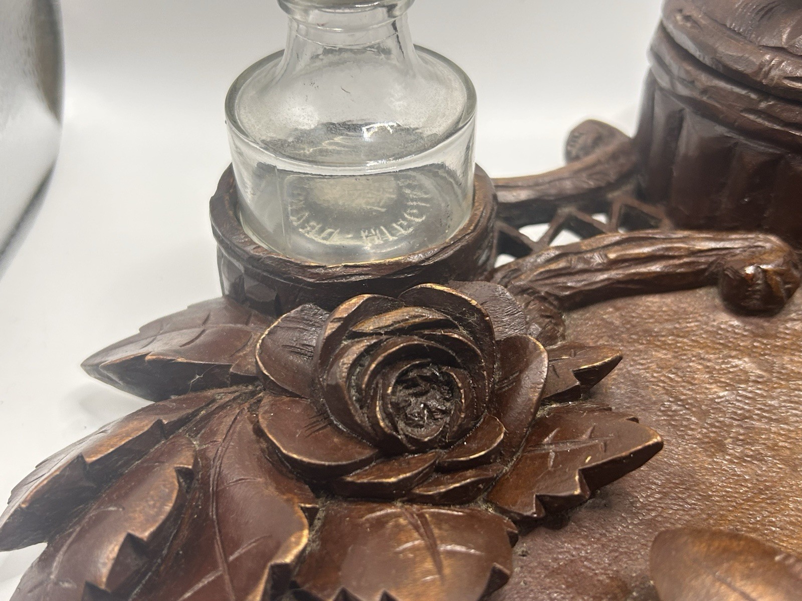 19th Century Swiss Black Forest Hand Carved Ink Stand