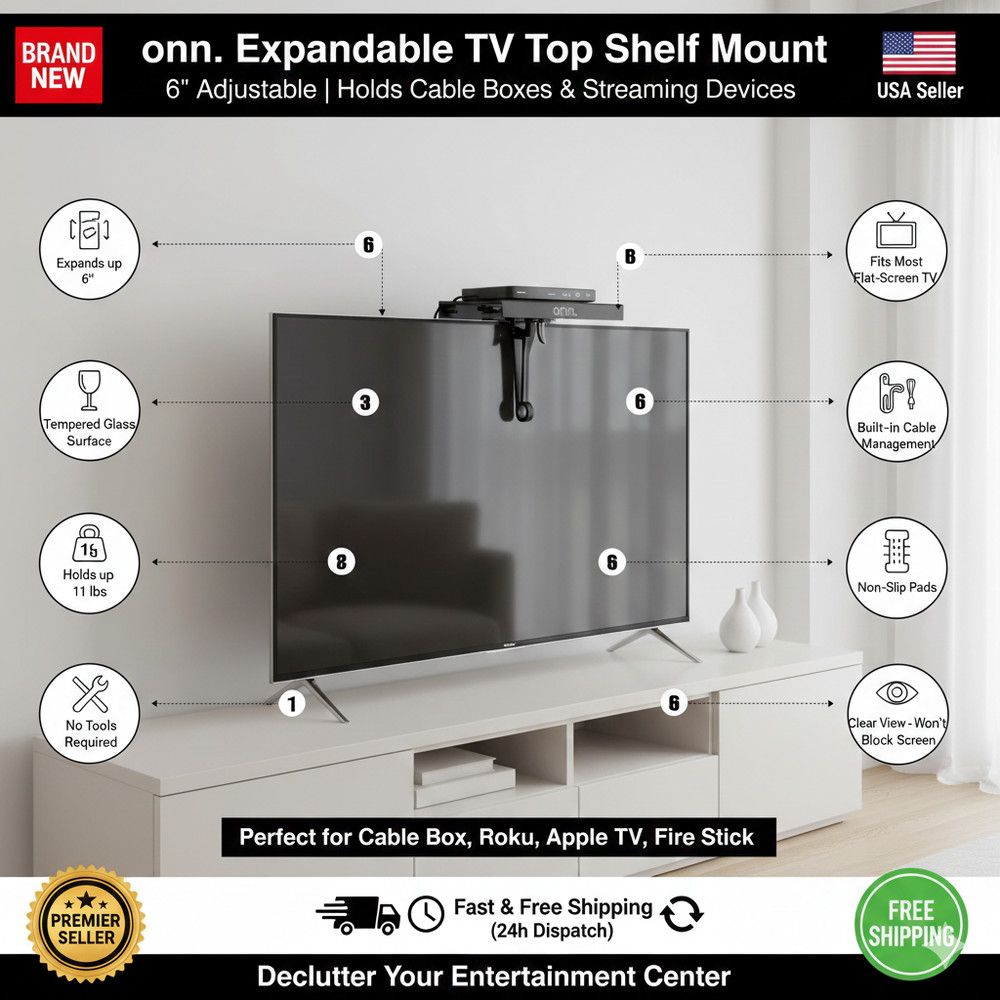 ONN Expandable TV Top Shelf Mount
