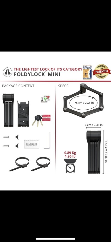 NEW FOLDYLOCK MINI Folding Bike Lock (Black)