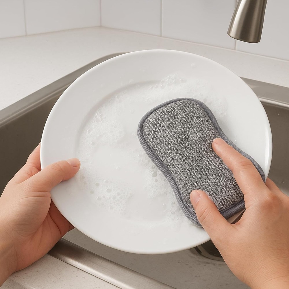 20-Pack Microfiber Non-Scratch Multipurpose Kitchen Dish Sponges, Reusable Scrub