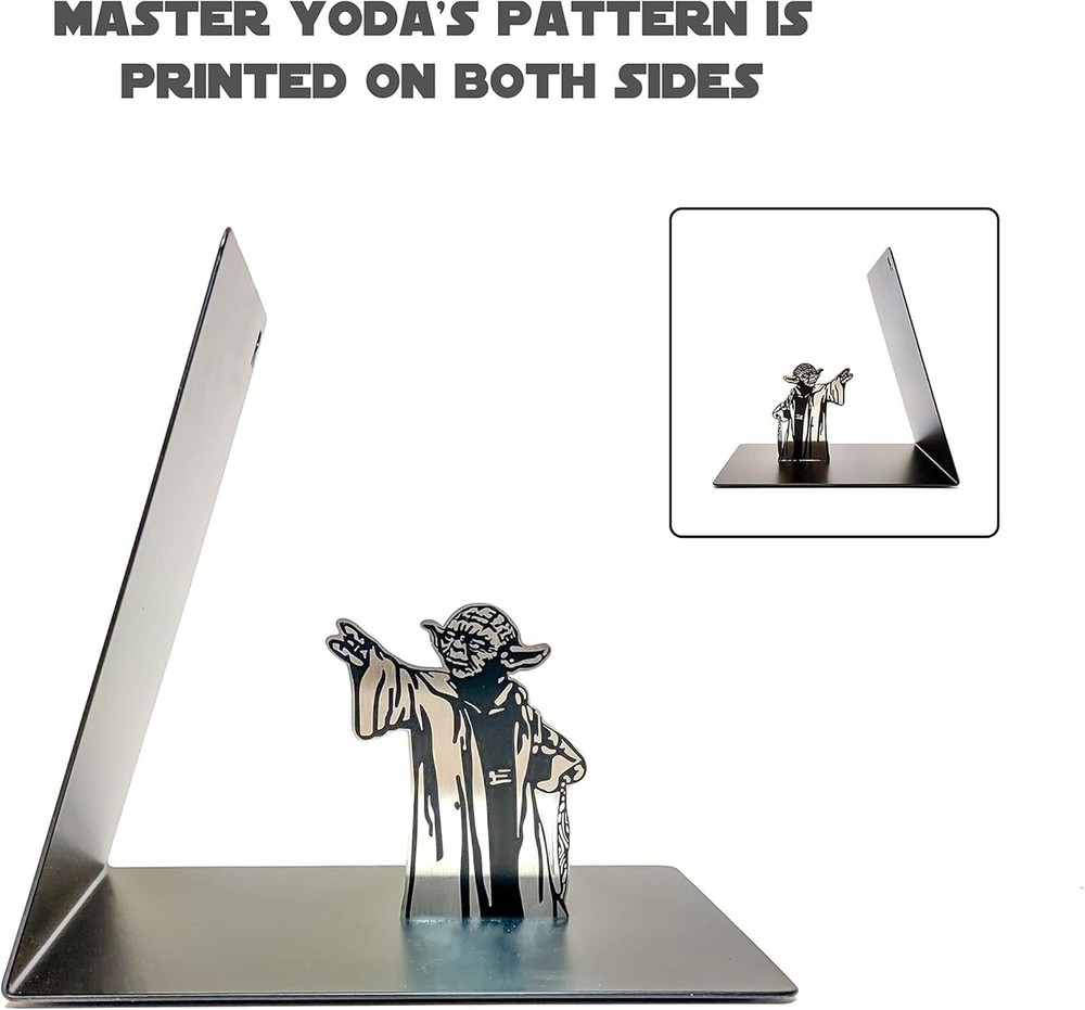 Master Yoda Force Metal Bookend, Double-Sided Printing Yoda Pattern, Creative...