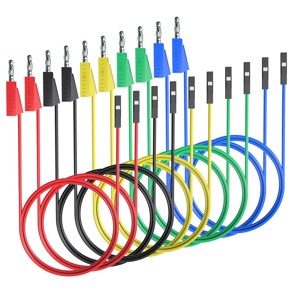 Peakelect Stackable Banana Plug to Breadboard Jumper Wire Soft Flexible Silicone