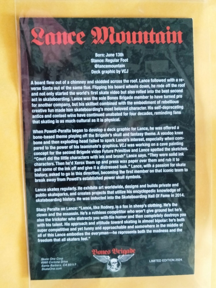Lance Mountain Signed BONES BRIGADE Series 15 Reissue Skateboard Deck JSA COA