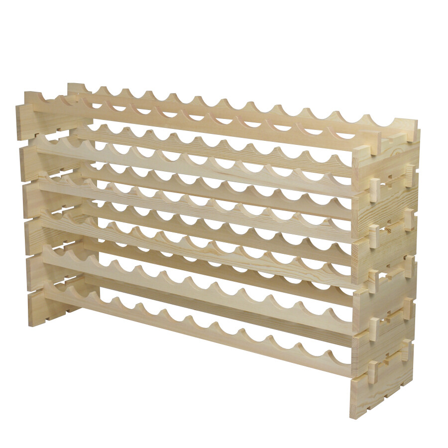 2PCS Wine Rack 72 Bottle Stackable Wine Storage Wood Display Shelf Freestanding
