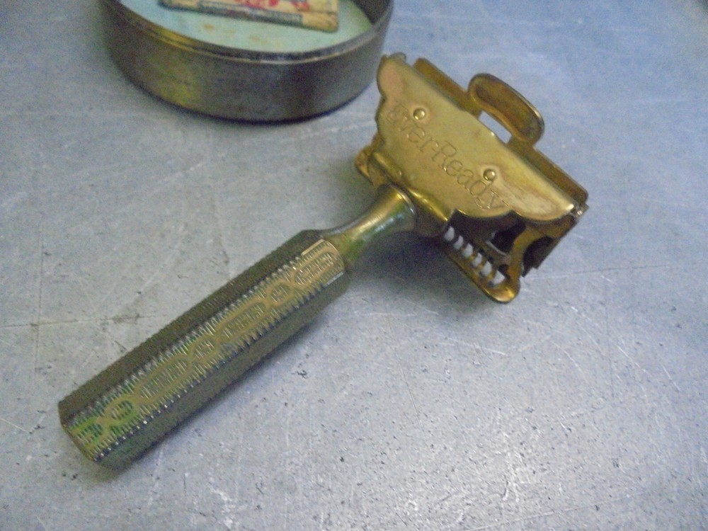 Vintage Ever-Ready Razor in brass circular case