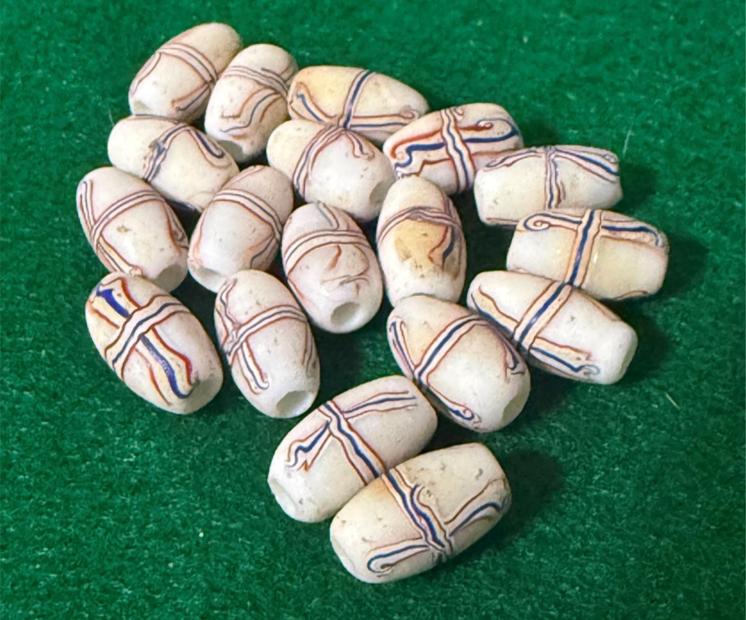 (4) Authentic 1700's Colonial French Cross Trade Beads Rare Fur Trade Artifacts