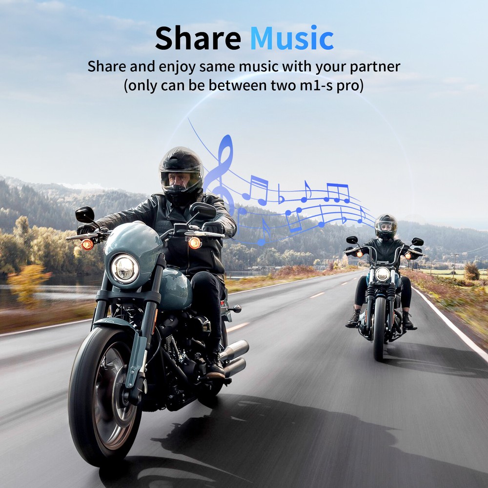 4x Motorcycle Bluetooth Headset Helmet Intercom 10 Riders Communication M1-S Pro
