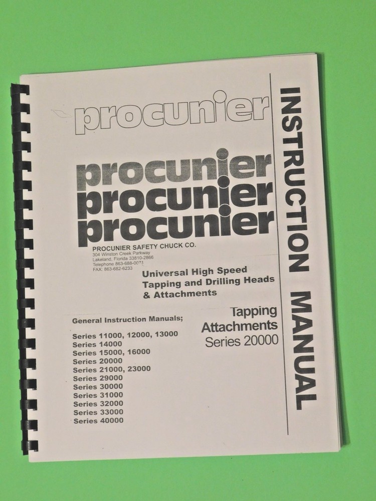 Procunier tapping head instruction manual, all models from 11000 through 40000