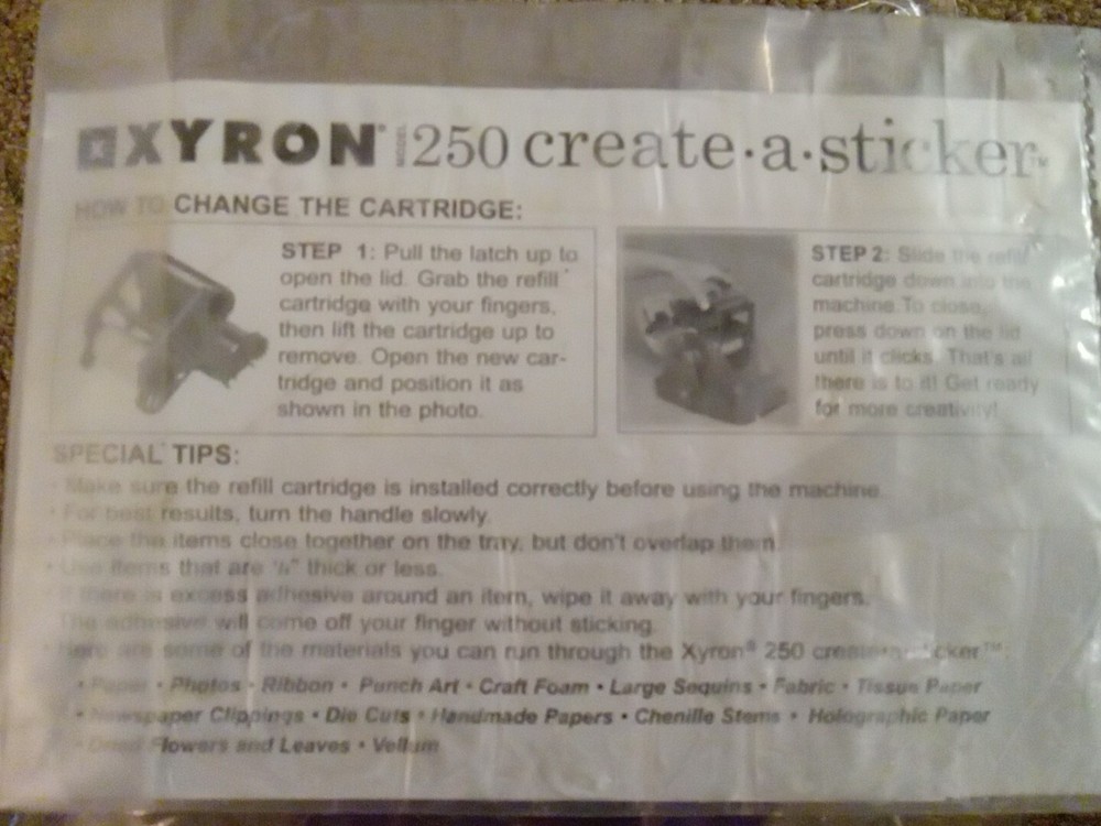 Xyron 250 Create A Sticker Maker Laminator Bundle Lot Refills New
