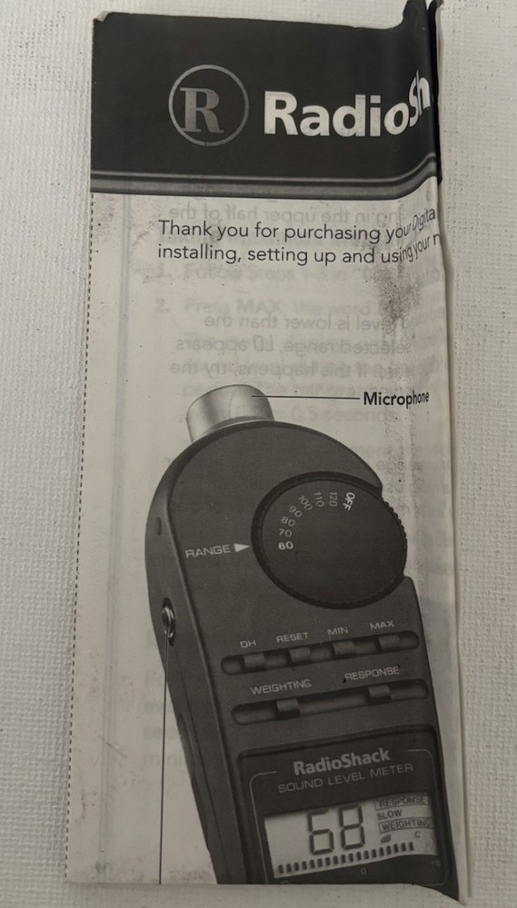 Radio Shack Digital Sound Level Meter 33-2055 With User Guide
