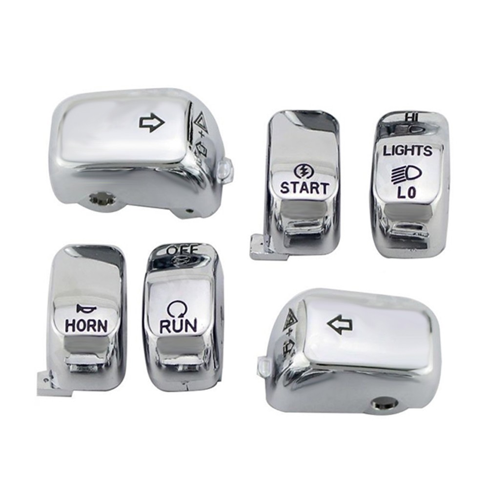 6pcs Chrome Hand Control Switch Button Cap For Harley Softail Dyna 1996-2010 US