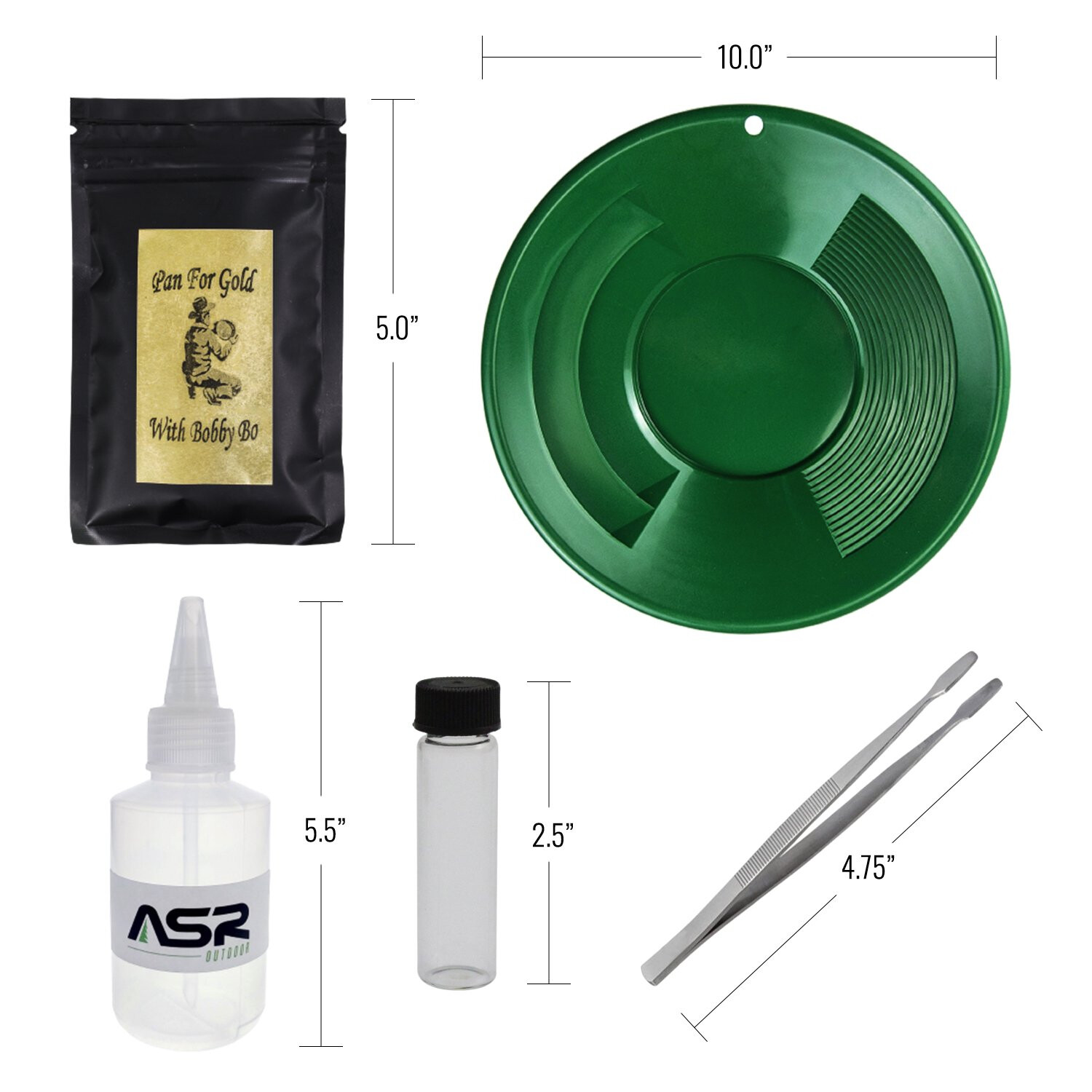 ASR Outdoor Gold Panning Kit with Paydirt Beginner Prospecting Equipment 6pc,
