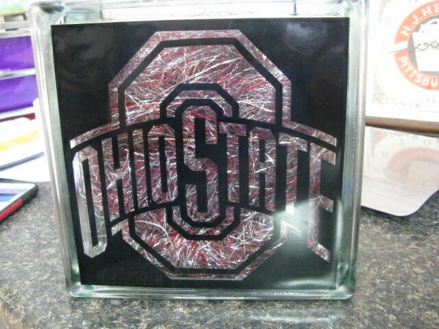 Glass Block ~ Ohio State Buckeyes ~ Lights Up ~ **Gift Idea