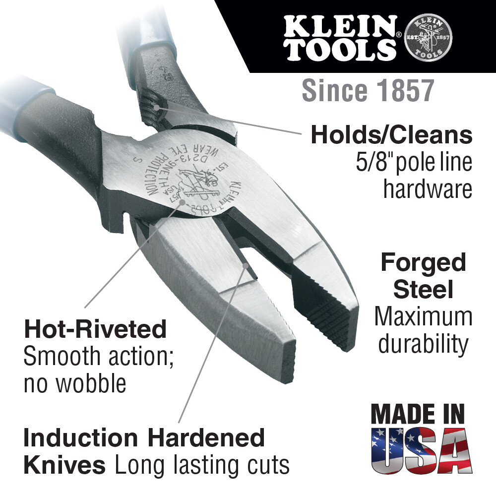 Klein Tools D213-9NETH Lineman's Bolt-Thread Holding Pliers, 9-Inch
