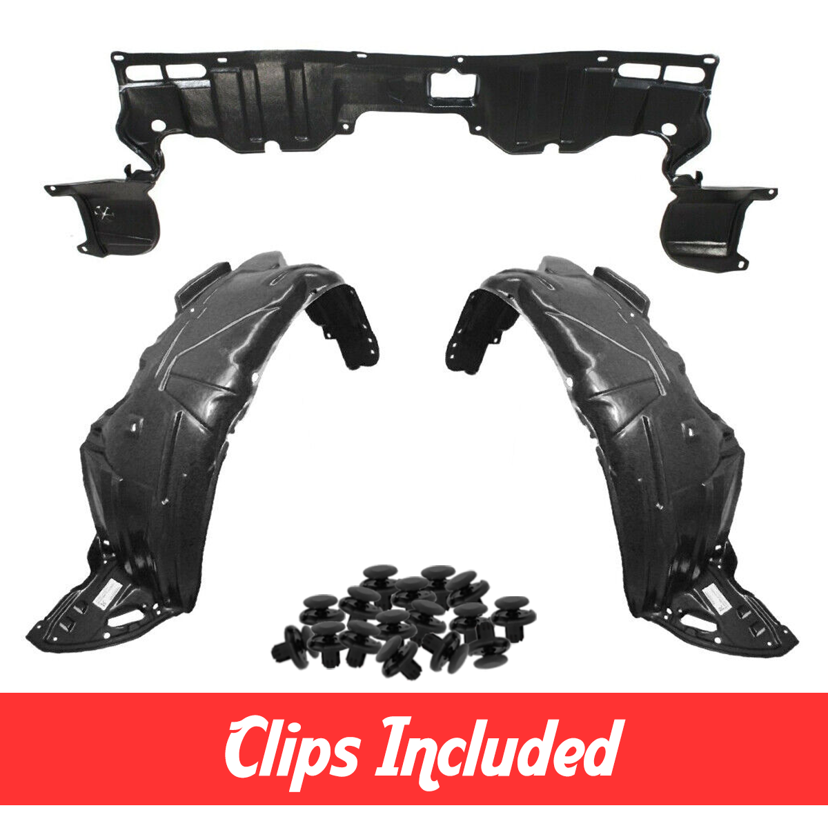 Front Fender Liner & Undercover Set w/ Clips For 2006-2011 Honda Civic Coupe