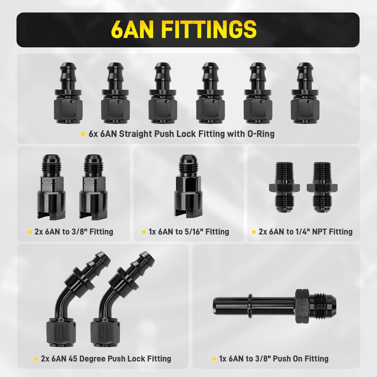 6AN Fuel Line Kit with LS Swap Fuel Filter Regulator 58PSI 6AN EFI Fuel Hose