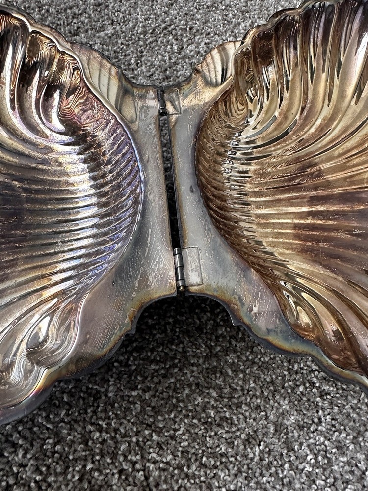 Vintage Eton Dolphin Handle Clam Shell Silver Plated Electrified BunWarmer