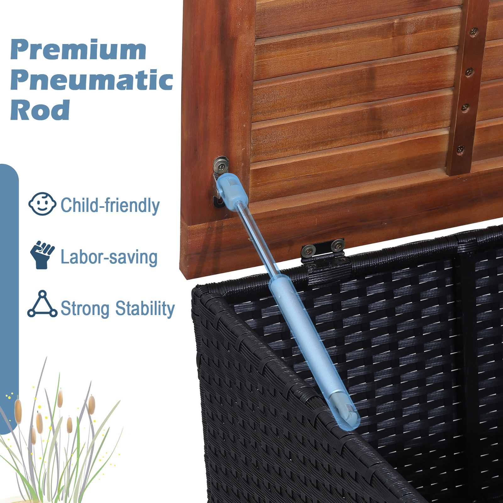 3PCS Patio Rattan Conversation Set Outdoor Furniture Set w/ Turquoise Cushions