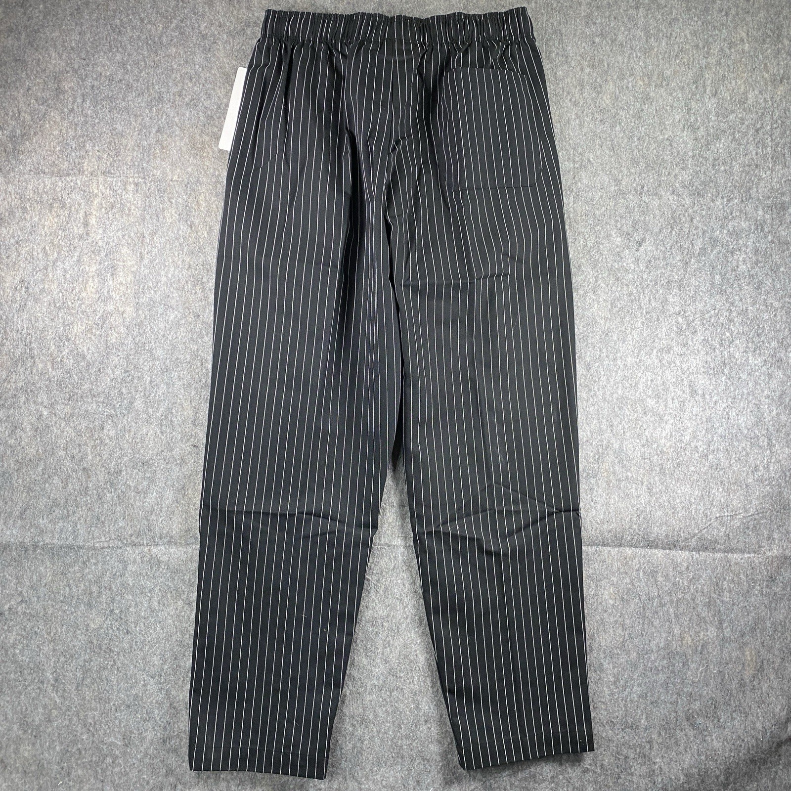 Chef Works Pinstripe Pants Men's Large Black Baggy Designer NWT