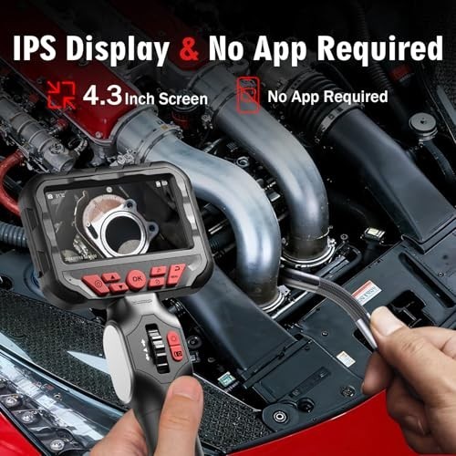 Flexible Articulating Borescope Camera with Light, 5.3FT Endoscope for Engine In