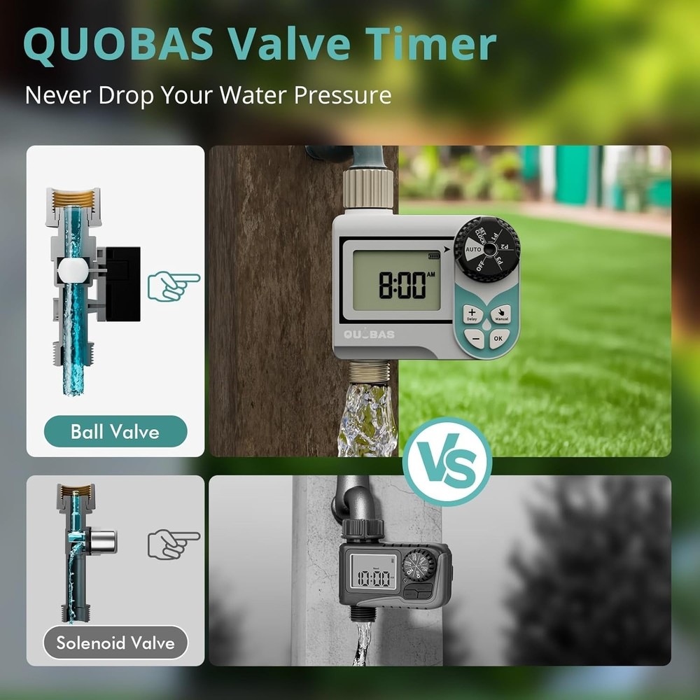 Low Pressure Water Timer, Weekly Programmable Sprinkler Timer with Brass Inle...