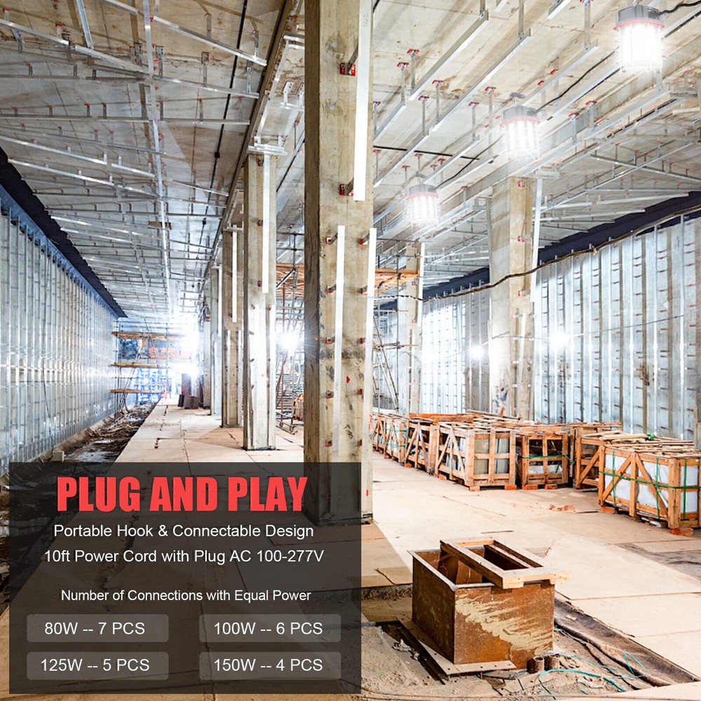 100W LED Temporary Work Light Linkable ETL Listed Construction Job Site Light