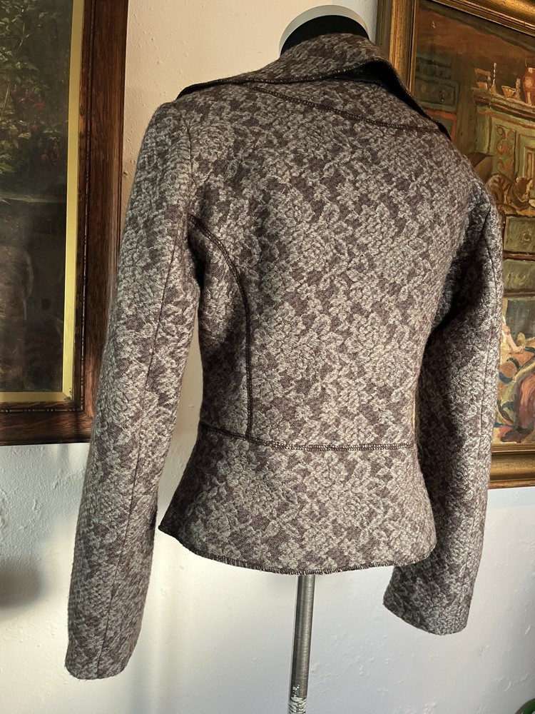 Alexander McQueen MCQ Grey Wool Fitted Jacket Rose Floral Pattern Medium