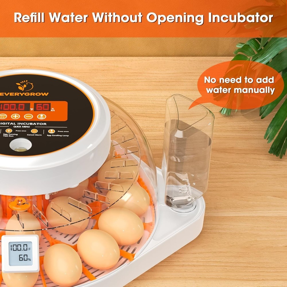 2025 Upgrade: 22-Egg Incubator with Advanced Humidity & Water Control Features