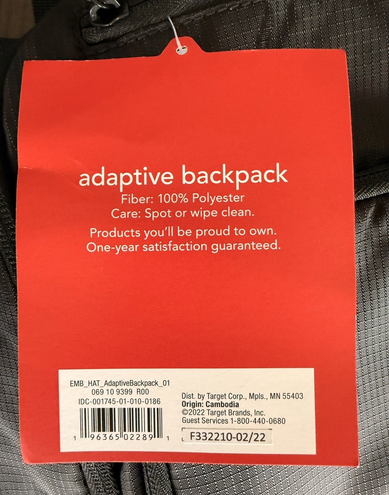 NEW Embark 17" ADAPTIVE BACKPACK Wheelchair/Handicapped accessible