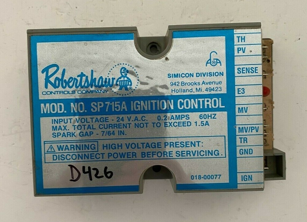 Robertshaw SP715A Ignition Control Module 018-00077 used #D426