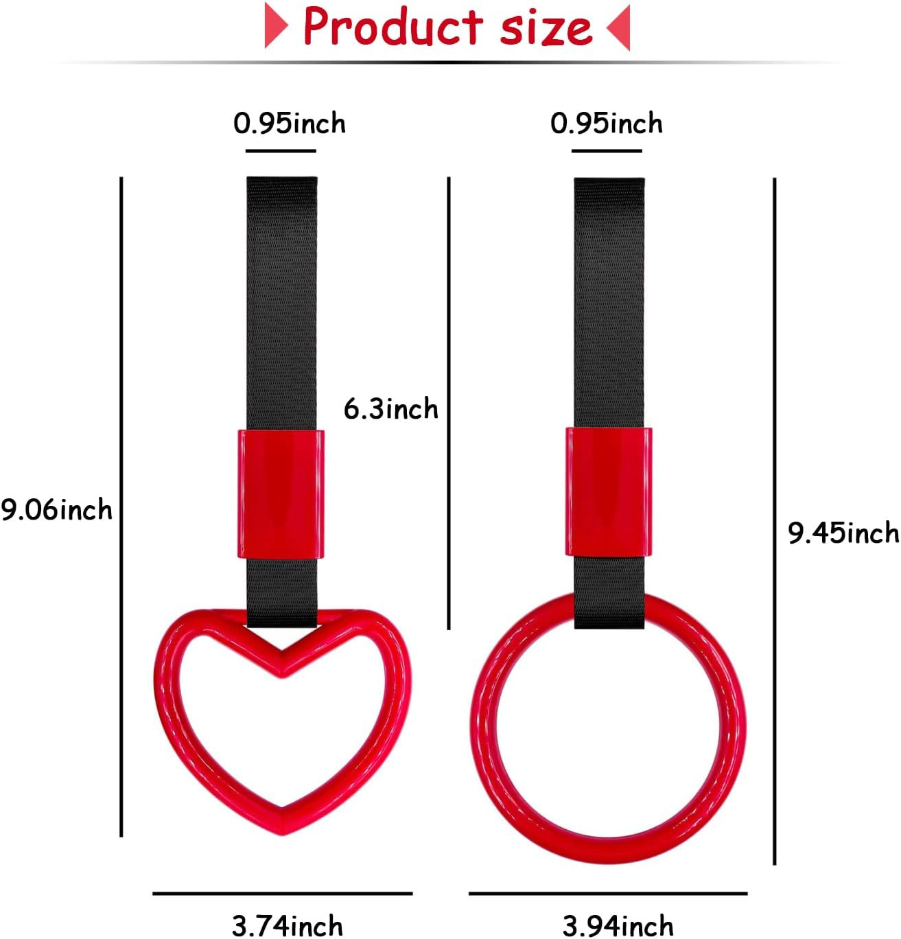 4 Pieces Tsurikawa round Heart-Shaped Car Hand Straps, ABS Ring Heart-Shaped Ca