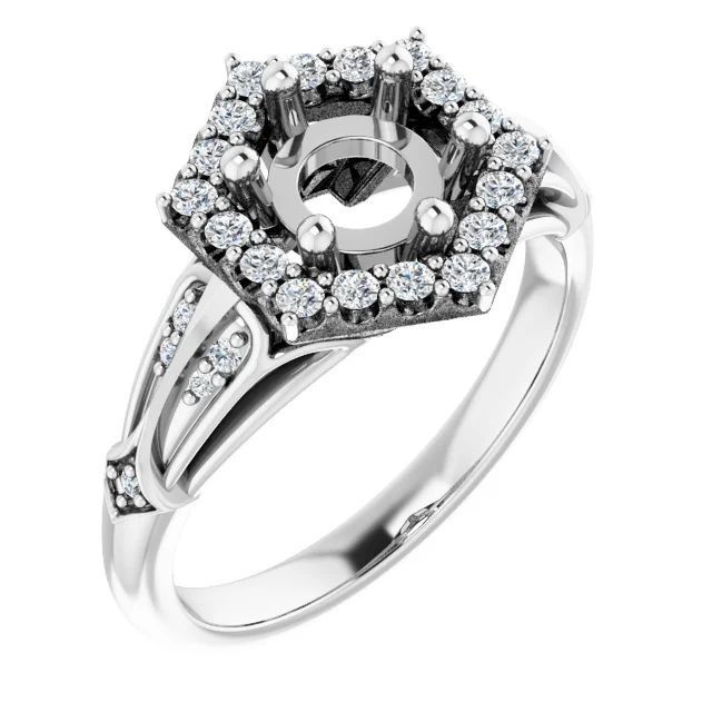 925 Sterling Silver Semi Mount Ring Setting Round 8mm Blank Ring Mounting