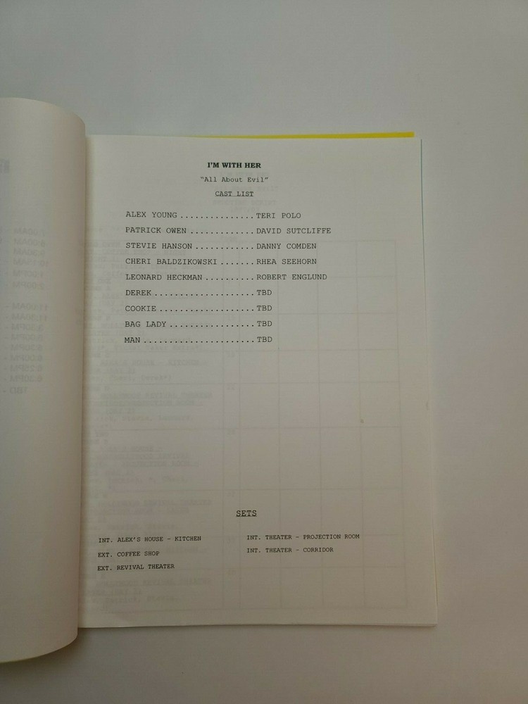I'M WITH HER / Jack Burditt 2003 TV Script, Robert Englund "All About Evil"