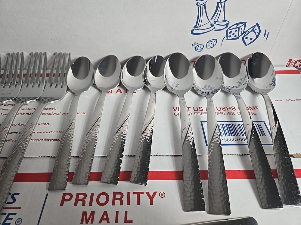 FLATWARE 19 pieces PFALTZGRAFF stainless LORING Hammered Flatware