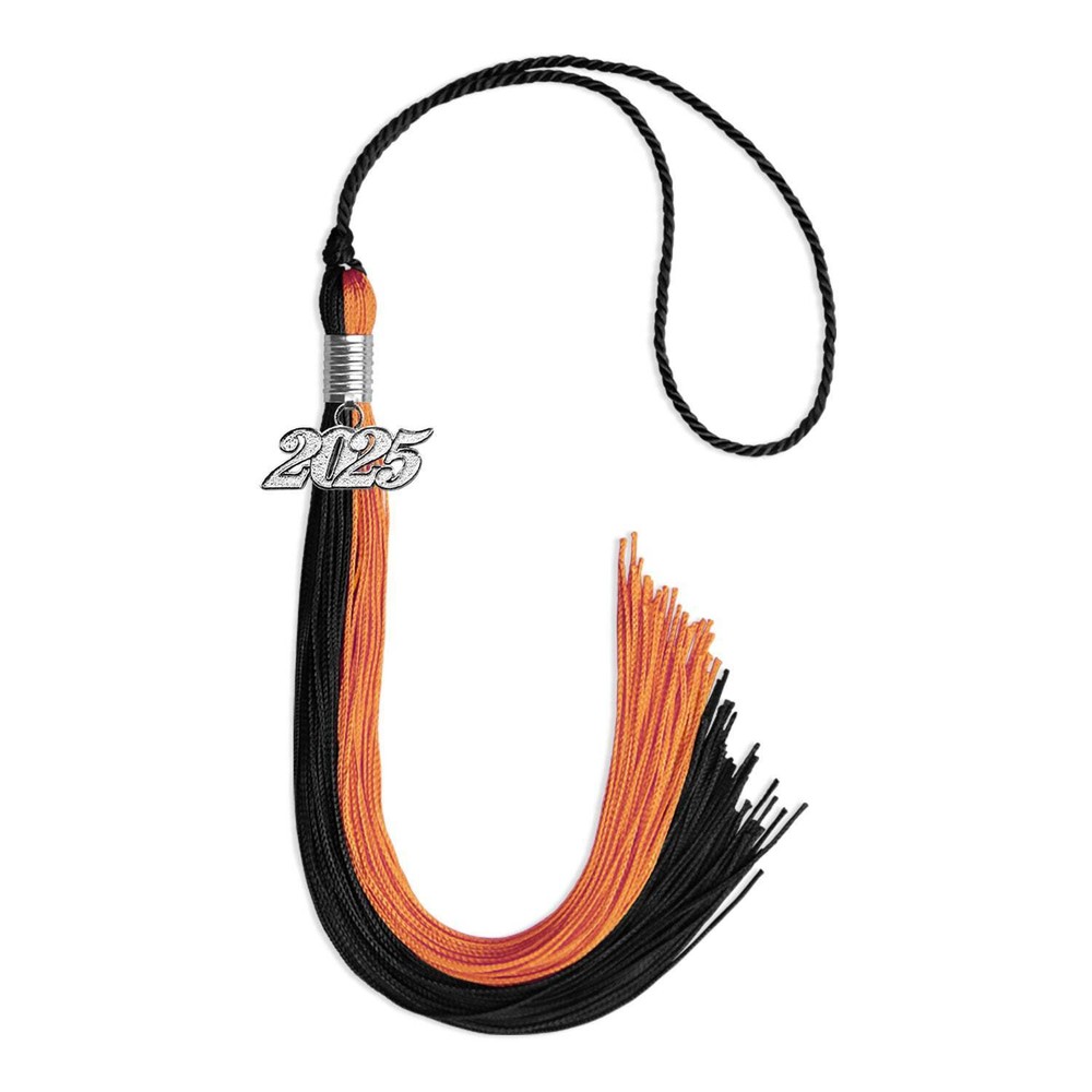 Endea Graduation Black/Orange Tassel with Silver Date Drop