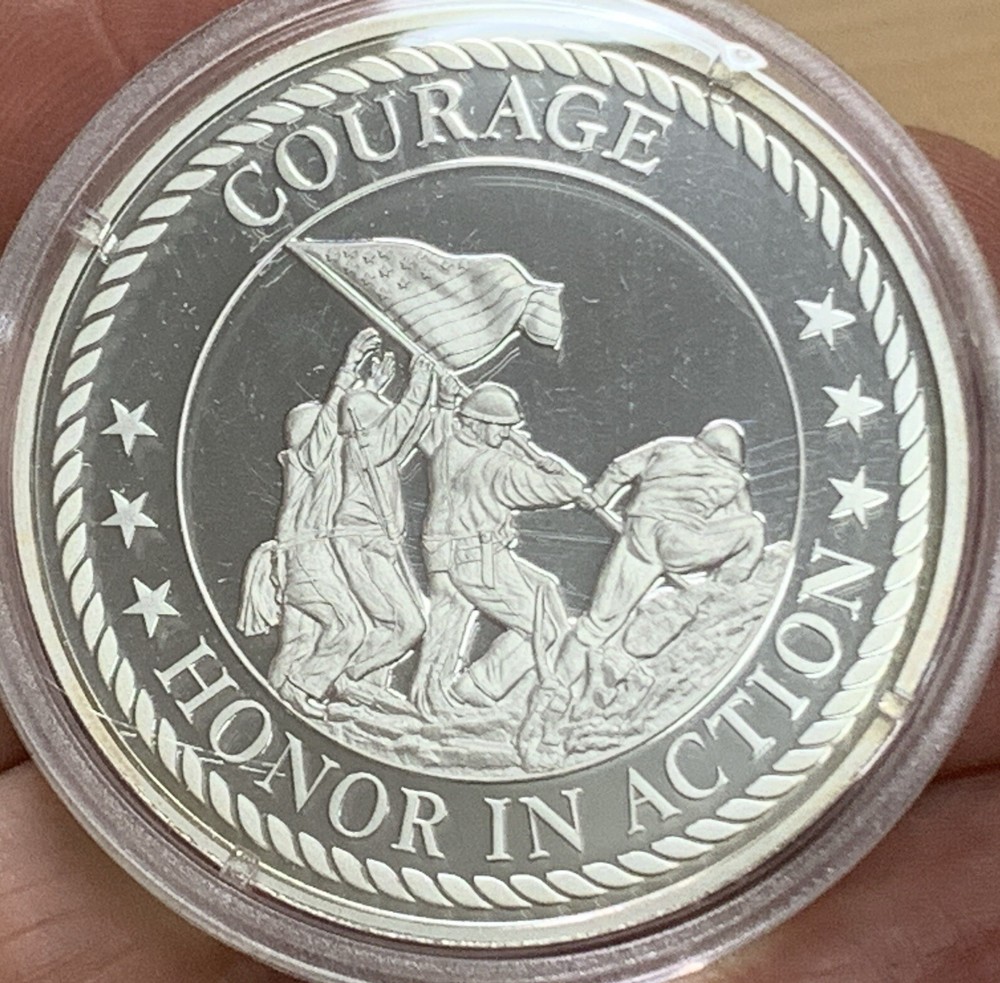 Marine Courage Coin Copper Silver Plated Proof By American Mint E976