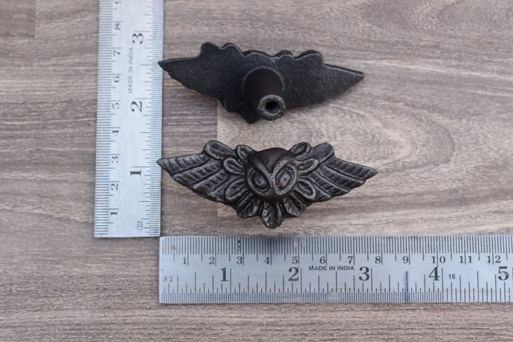 Vintage OWL Shape cast iron cabinet drawer door knobs handles pull rustic 10 pcs