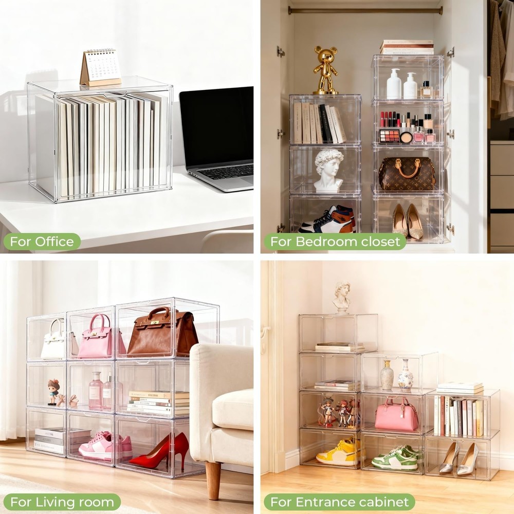 Clear Stackable Storage Bins, Acrylic Display Case, Acrylic Boxes with Lids, ...