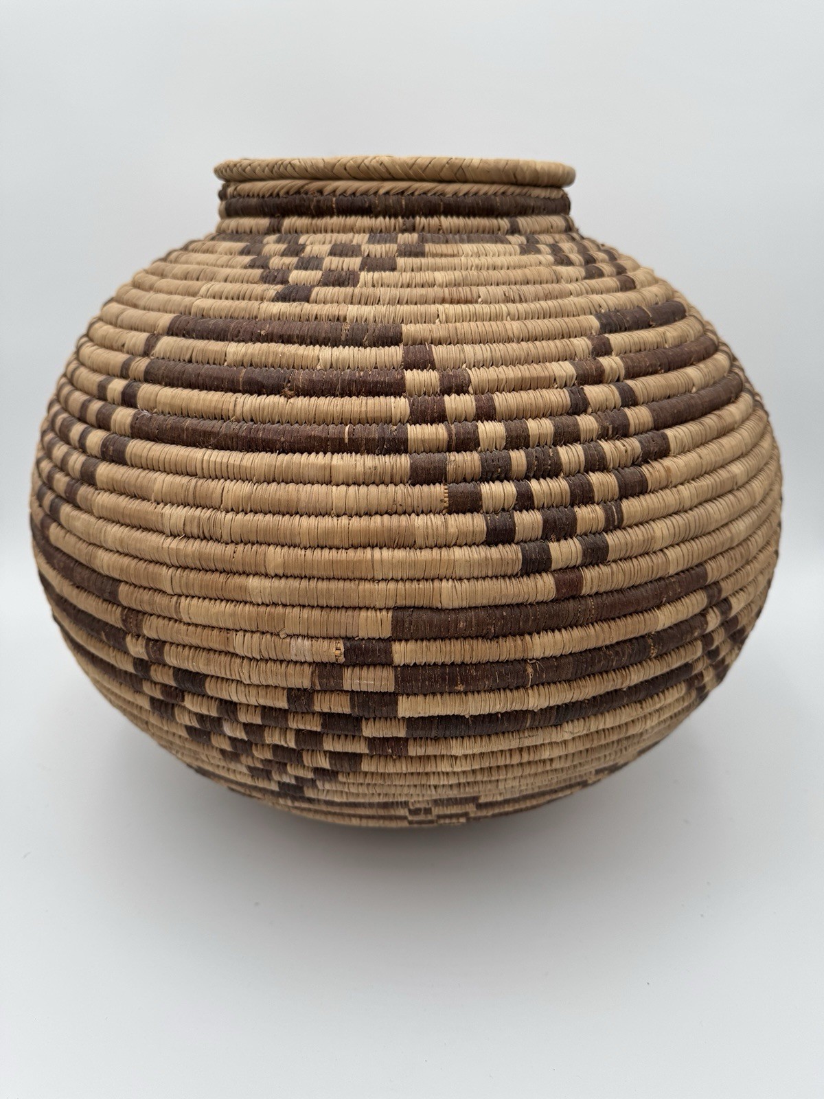 Antique  African Indian Woven Basket With Fitted Lid