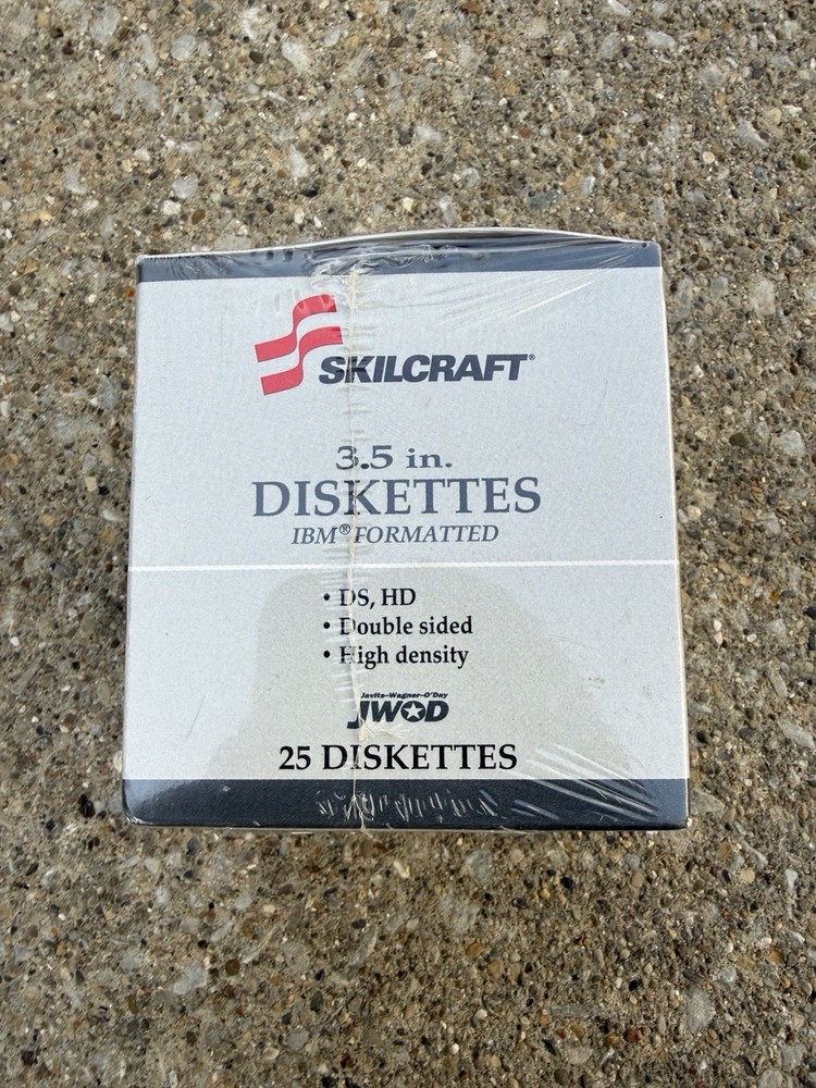 Skilcraft 3.5” IBM Formatted Diskettes Double Sided HD 25 Pack Floppy Discs