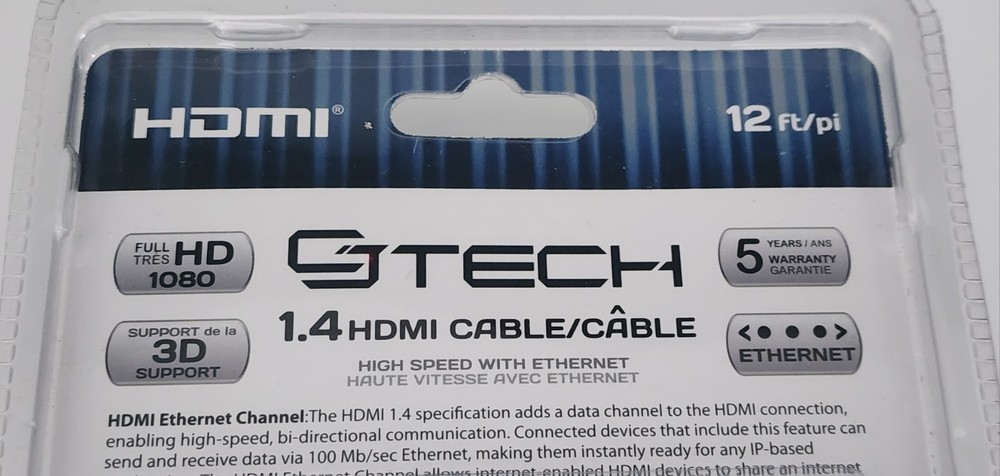 Cj Tech HDMI Cable (12 Ft) High Speed W/Ethernet 3D Support