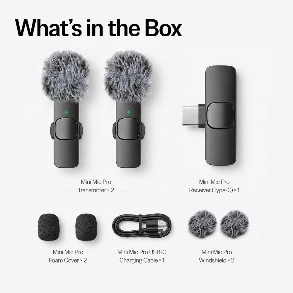 Wireless Microphone for iPhone/Android Clear Voice , Noise Cancelling