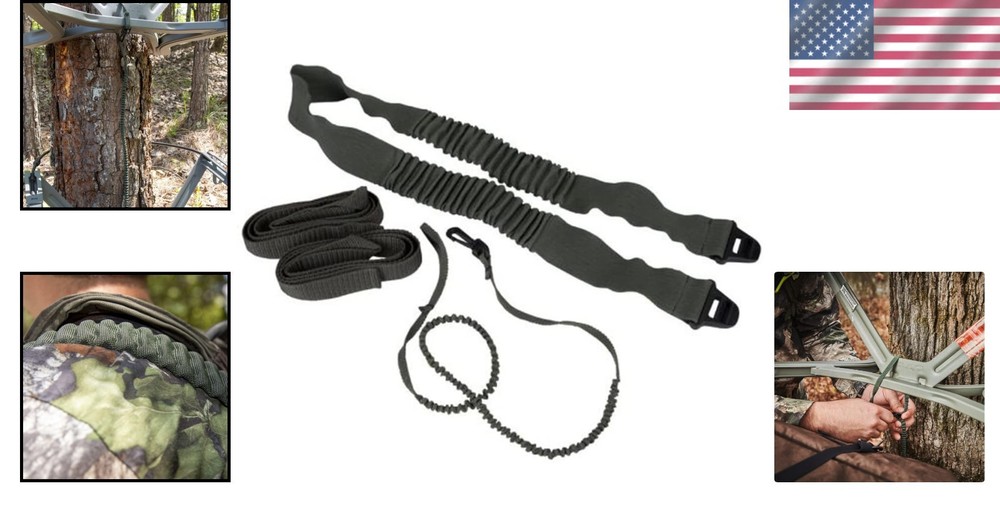 Adjustable Black Shoulder & Tether Straps with Shock Absorption for Treestands